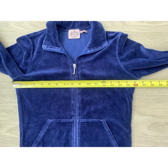 Vintage Y2K Juicy Couture Blue Velour Full Zip High Neck Track Jacket S USA - Picture 8 of 8